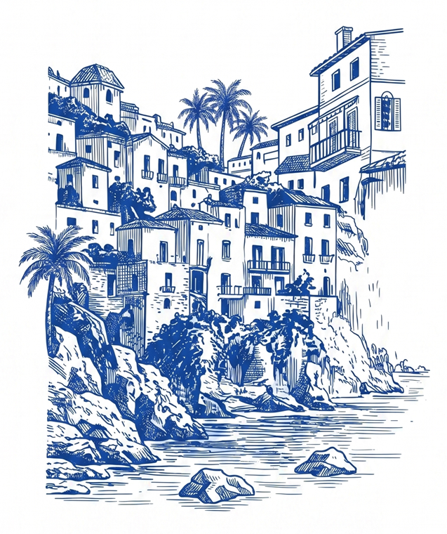 Ilustrație cu Riviera italiană